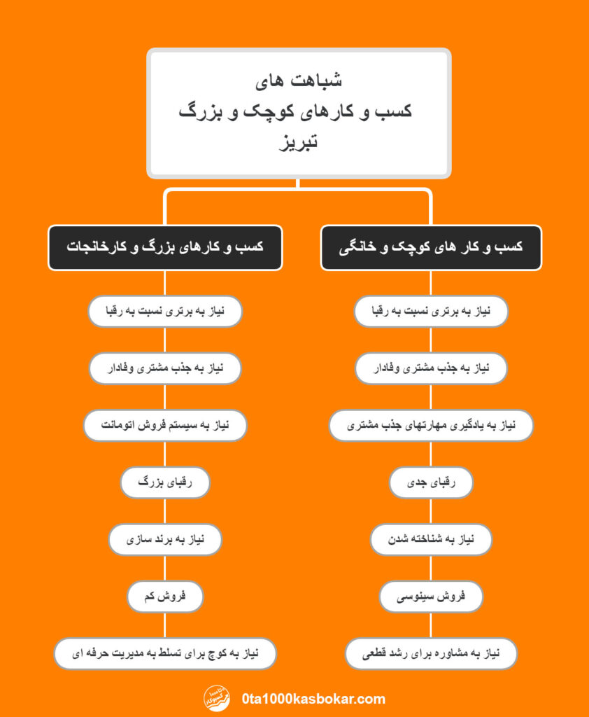شباهت های کسب وکارهای کوچک و بزرگ تبریز